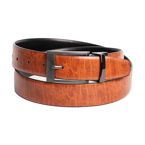 Vince Camuto Belts Men | Reversible Black Belt to Tan with a Gun Metal Belt Buckle | Bonded Leather | Reversible Belt - Image 5