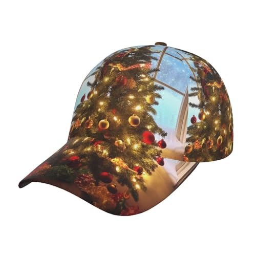 FWJZDSP Gorra de béisbol Unisex con diseño de árbol de Navidad, Gorra de papá, Gorra de Camionero clásica Ajustable