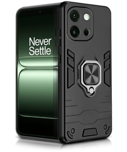 Image of WOW IMAGINE Shock Proof Back Case Mobile Cover for 1+ OnePlus 13s 5G | Back Cover Case (Tough Armor | Hybrid PC + TPU | Ring Holder & in-Built Kickstand | Black)