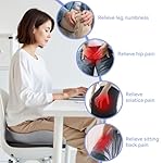 Seat Cushions for Office Chairs Wheelchair Cushion for Long Sitting Back Pain，Memory Foam Seat Car Computer Desk Chair Cushion，Coccyx Cushion for Tailbone Pain Relief Cushion Office Chair Butt Pillow - Image 5