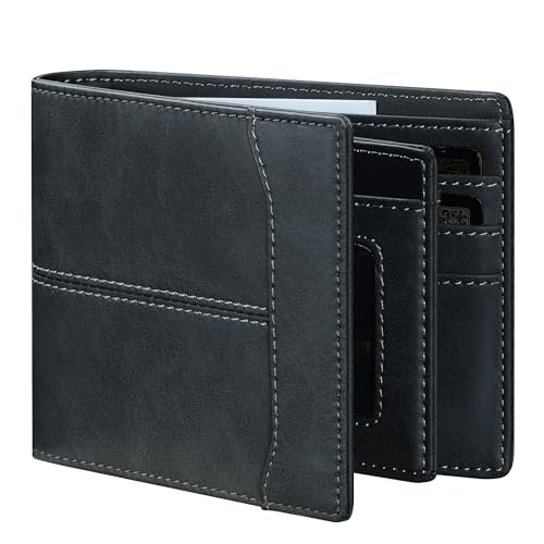 Image of furid Leather Card Wallet For Men Slim: Bifold Rfid Minimalist Front Pocket Wallet - Gift For Men Husband at Anniversay Brithday