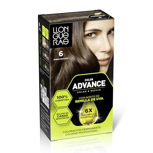 Llongueras Color Advance Tinte Pelo Mujer Coloración Permanente 100% Cobertura Incluso En Canas Resistentes - Tono 6 Rubio Oscuro