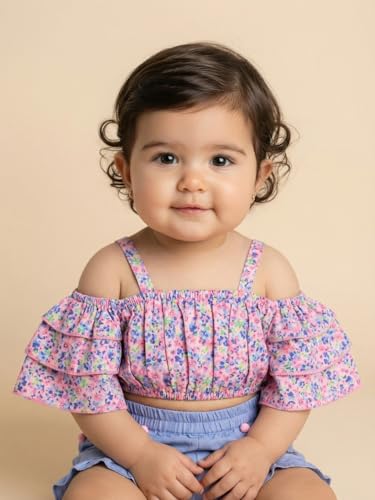 Image of Nautinati Baby Girls Cute Printed Top and Shorts Clothing Set | Age 0-3 Years