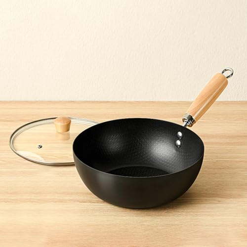Pitycbo Iron Wok, Non-stick Household Appliances, No-cook Cooking Kitchen with Wooden Handle, Stir-fry Pan, Chinese Wok, Multi, 18cm - Image 3