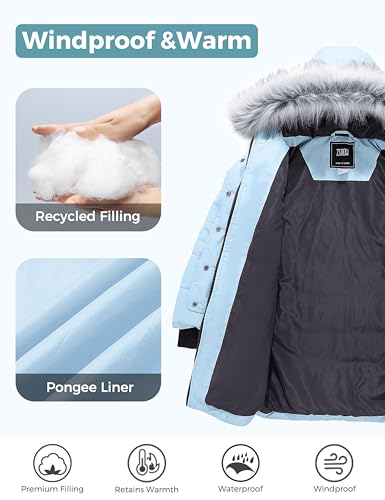 ZSHOW Girls' Long Winter Coat Parka Waterproof Warm Puffer Jacket4