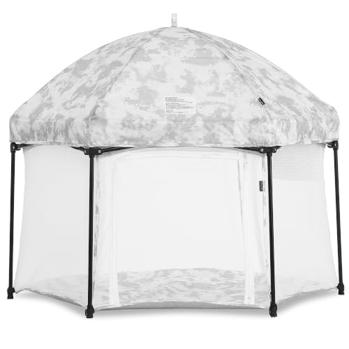 Image of Dream On Me Onyx 56.5 inch Baby Playpen Set with Canopy, Portable Foldable Play Yard with Padded Floor, Indoor Outdoor Pop Up Playpen, Sun Shade, for Toddler and Baby, Storm Grey