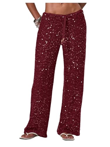 Pantalon en crochet à paillettes marron ajouré haut de gamme XS