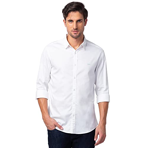 Image of Spykar Men's Slim Fit N /A Full Sleeve Solid Casual Shirts