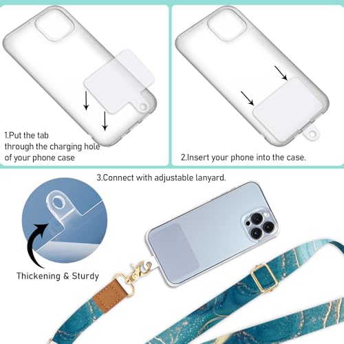 Image of Piefly Cell Phone Lanyard Crossbody Wrist Strap Adjustable for Women Marble | Travel Daily Cruise, Around the Neck, Hands-free, Universal, Fit Keys ID badge, Accessories, Compatible with Most Smartphones