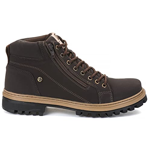Bota Coturno Adventure Masculino Sola Tratorada Com Fecho De Cadarço E Zíper
