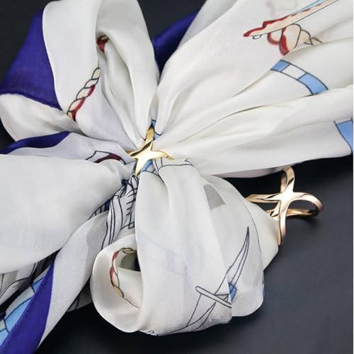 Image of 2 Pcs Scarf Ring Clips for Women Metal Shirt Tightener Cinch Buckle for Silk Scarf Shawl Blouse Sweater T Shirt Clothing Accessories