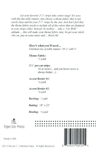 Rock 'N Jelly Roll Pattern Table Runner Jelly Roll 2.5" Strip Friendly Approximately 16.25" X 40.25" #TOP1