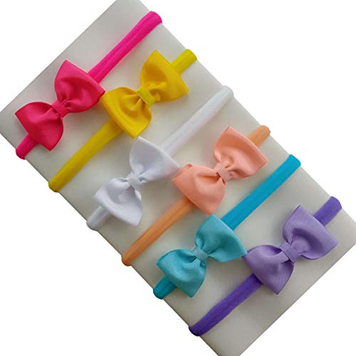 Kit 6 Faixas De Cabelo Meia De Seda C/Laço Infantil P/Bebê Menina - F0002 F4a