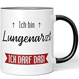JUNIWORDS Tasse, Ich bin Lungenarzt. Ich darf das!, Schwarz (5633207)