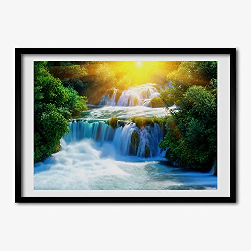 Affiche Peinture Chute d'eau Krka Tulup Cadre Photo Bois MDF Moderne 70x50
