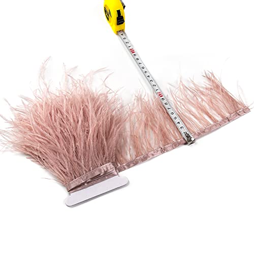 3 Yards 10-15Cm Leather Pink Ostrich Feathers Trim Fringe For Diy Dress Sewing Crafts Costumes Decoration #TOP6