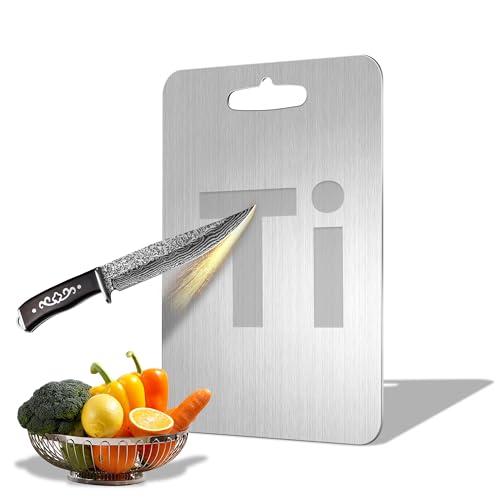 Titanium Cutting Board - 100% Pure Titanium Cutting Boards for Kitchen Double Sided Non Toxic Titanware for Meat/Vegetables, Hygiene Durable Dishwasher Safe Metal Chopping Board Large