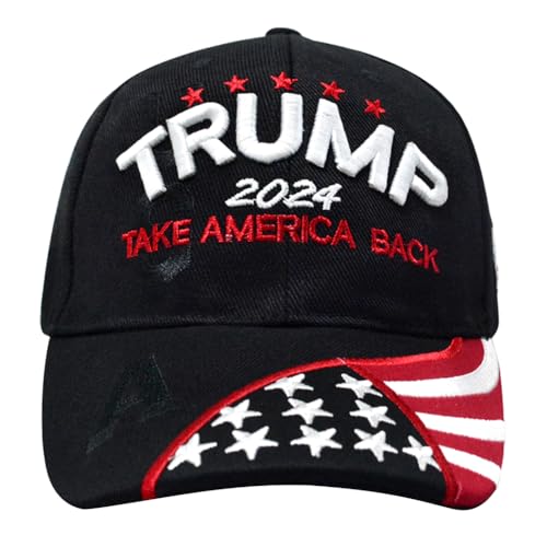JUCHRZEY Trump 2024 Cappellini da Casual con Ricamo 3D Cappello Sportivo Regolabile Cappello da Presidente Riprendi l'America for Lo Sport