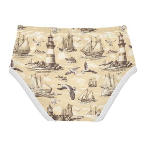 Girls Underwear Soft Cotton Lighthouses Ships Seagulls Kids Panties in Sizes 2/3t, 4t, 5t, 6 and 82