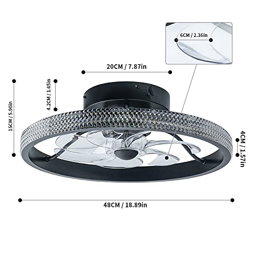 ELINKUME-Modern-Ceiling-Fans-with-Remote-and-LightsFlush-Mount-Ceiling-FanLow-Profile-Ceiling-Fan19-LED-Ceiling-Fan-for-bedroom-6-speed7-Blades