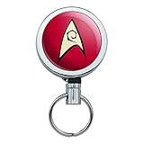 Star Trek Engineering Shield Heavy Duty Metal Retractable Reel ID Badge Key Card Tag Holder with Belt Clip