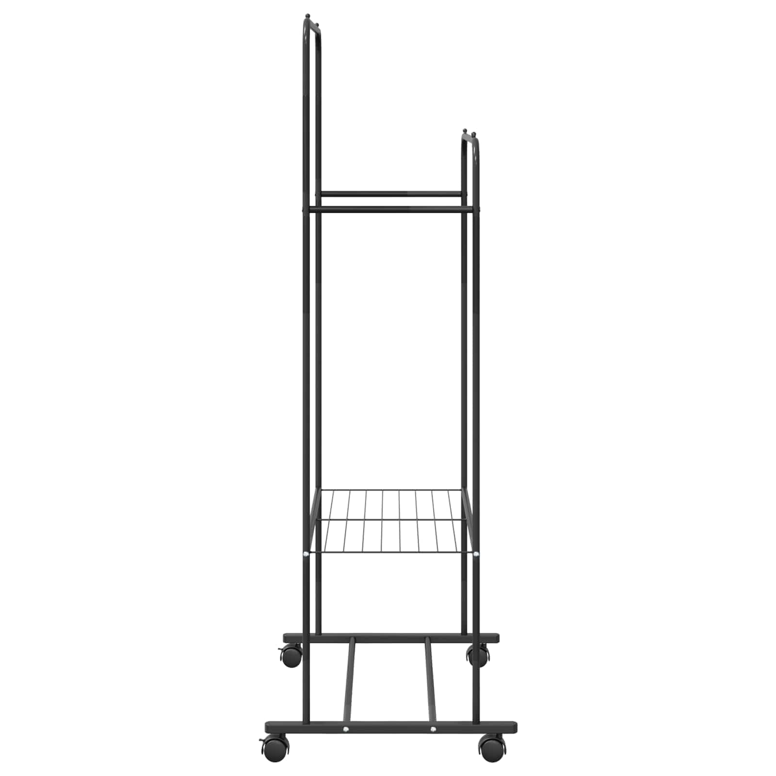 Kleiderständer mit Regal und Rollen Schwarz 80 x 53 x 156 cm Metall Garderobenständer mit Ablage für Flur Schlafzimmer und Ankleidezimmer platzsparend Organizer modern