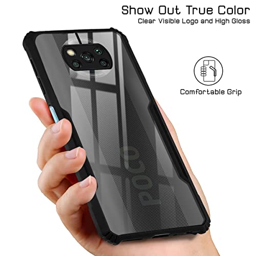Image of Jkobi Back Cover Case for Poco X3 | Poco X3 Pro (Crystal Glass Back | Camera Protection | Shockproof Bumpers | Professional Black)