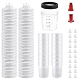 KCNKCN PPS Disposable Paint Spray Gun Cup Liners & Lid System, 50 Standard 20 Ounce (600ml) Kit - 190 Mic- 50 Cup Liners, 50 Lids with Strainer, 1 Hard Cup with Retainer Ring 20 Plugs,2 Cup Adapter