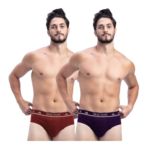 Image of Milton Mens Pure Cotton Solid Briefs|Soft Breathable Underwear for Men|Outer Elastic Comfort Fit Waistband|Skin-Friendly Essentials|Multi-Color, Color Name May Vary as per Availability|Pack of 2
