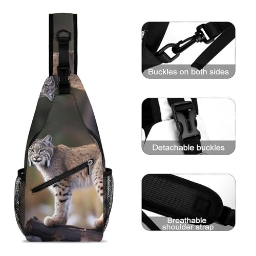 Wild Bobcat Mochila de Pecho Deportiva Casual para Hombre y Mujer miniatura 3