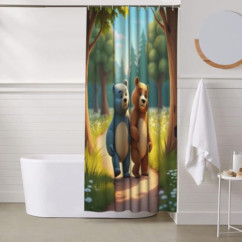 Rideau de douche imperméable ours mignon pour éviter les éclaboussures - 7