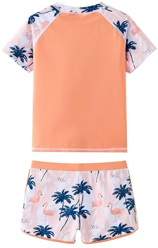 Image of UMELOK Girls Rash Guard Swimsuit Short Sleeve Bathing Suit Rashguard Sets