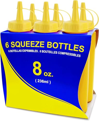 New Star Foodservice 26467 Squeeze Bottles Plastic 8 oz Yellow Pack of 6