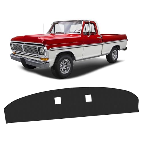 FIILINES Dash Cover for Ford F100 F250 F350 Pickup 1967-1972, Dashboard Mat Accessories Dash Cover Sunshade Nonslip Mesh Protector No Glare Black