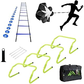 Speed Agility Training Set, Includes 1 Resistance Parachute, 1 Agility Ladder, 4 Steel