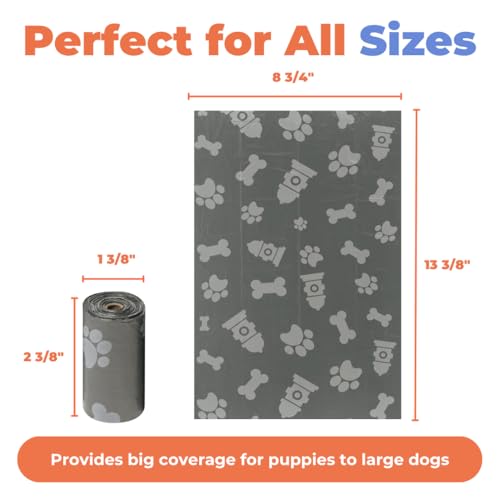 Image of Best Pet Supplies Dog Poop Bags (150 Bags) for Waste Refuse Cleanup, Doggy Roll Replacements for Outdoor Puppy Walking and Travel, Leak Proof and Tear Resistant, Thick Plastic - Gray