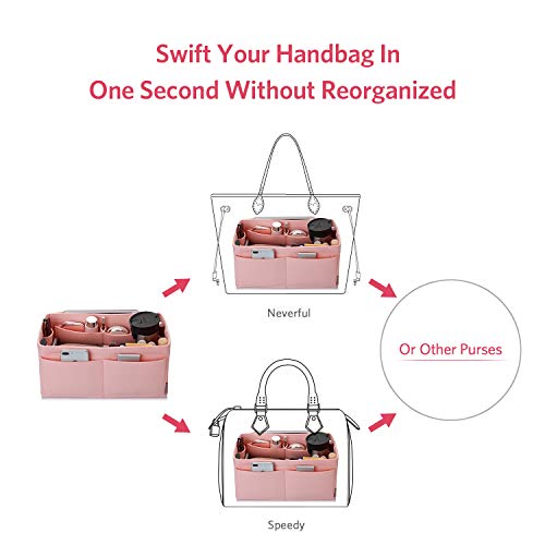 Image of Felt Purse Organizer, Bag in Bag Organizer For Tote & Handbag, Speedy, Neverfull, Medium Large Extra Large (Large, Brush Pink)