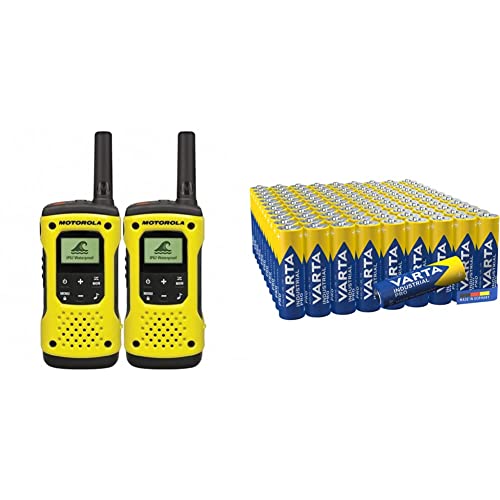 Motorola TLKR T92 H2O PMR Funkgerät (IP67, wetterfest, Reichweite bis zu 10 km), 2 Stück & VARTA Industrial Batterie AA Mignon Alkaline Batterien LR6-100er Pack, Made in Germany Motorola TLKR T92 H2O PMR Funkgerät (IP67, wetterfest, Reichweite bis zu 10 km), 2 Stück & VARTA Industrial Batterie AA Mignon Alkaline Batterien LR6-100er Pack, Made in Germany