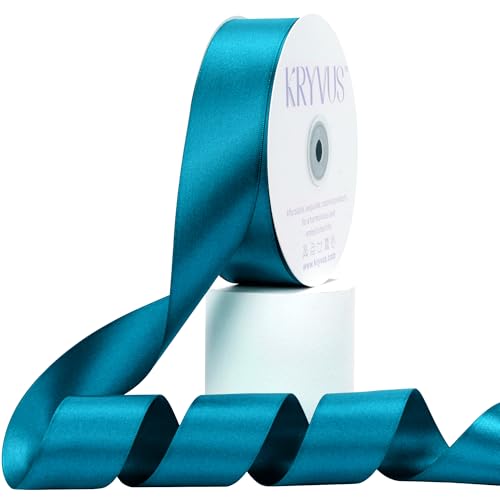 Kryvus Premium Turquoise Blue Satin Polyester Ribbon, 1.5 Inch x 50 Yards, Double Faced, Perfect for Gift Wrapping, Wedding, Birthday, Anniversary, Special Occasions
