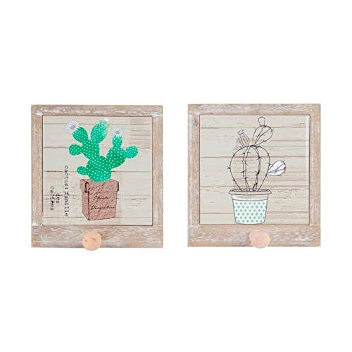 D,casa - Pack 2 Percheros de Pared Individual de Madera 1 Colgador Cactus