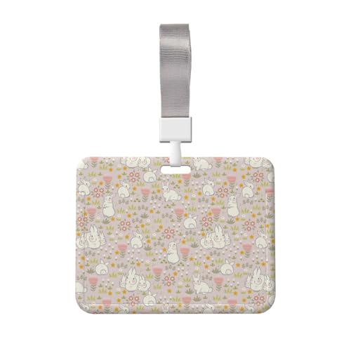 名札ケース うさぎ柄 かわいい ネームホルダー 名刺ホルダー IDカードケース パスケース IDカードケース おしゃれ カードホルダー バッジホルダー 首掛け 吊り下げ名札 定期入れ 名刺入れ 旅行用品 学生証 贈り物