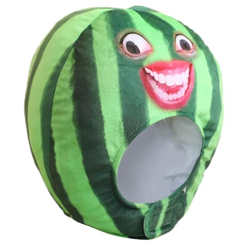 Funny Watermelon Hat, Plush Fruit Headpiece, Watermelon-Shaped Hat for Cosplay Prank Toys Event Props, Christmas Costume Party Accessory, 12.6 Inch