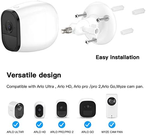 HOLACA Adjustment Wall Mount Holder Compatible With Arlo Pro 4 Pro 3 Pro 2,Ring Stick Up Cam,Arlo Ultra,Arlo Ultra 2&Other Compatible Models 1/4" Screw Camera Wall Mounts (2-pack WHITE)