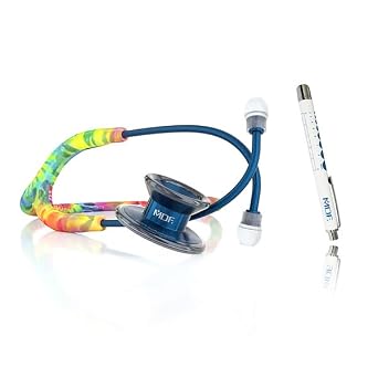 MDF Instruments MD One Epoch Lightweight Titanium Stethoscope, Adult, Capridium/Tie Dye Tube + LUMiNiX Medical Professional Penlight