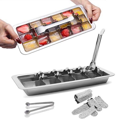 GHAHILI Stainless Steel Ice Cube Trays, Metal Ice...