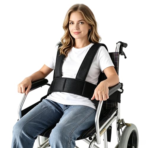WEEOATAR Wheelchair Seat Belt Safety Straps Restraints Harness for Dementia Patients, Adjustable and Easy to Release, Wheelchair Harness Vest to Prevent Falling and Sliding for Elderly (Black)
