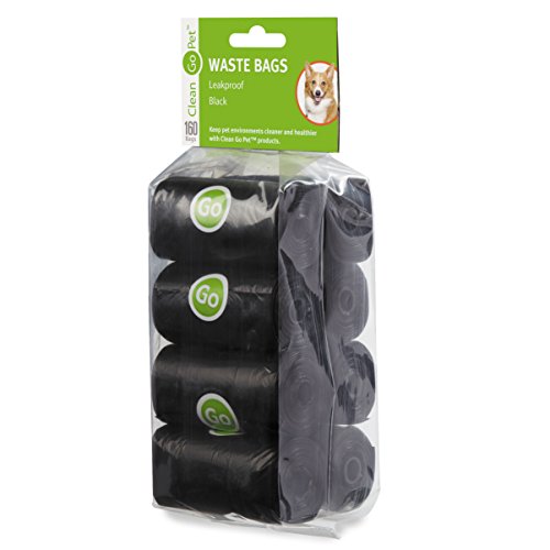 Image of Clean Go Pet Replacement Dog Waste Bags, 8-Pack of 20-Count Rolls of Durable, Leakproof Plastic Poop Bags, Black