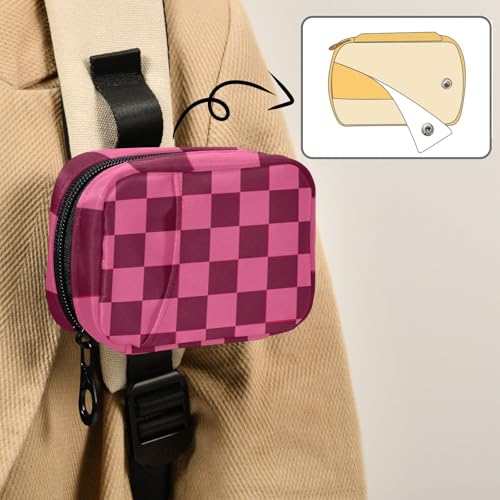 Image of Checkered Hot Pink Cute Pill Organizer Weekly Travel Pill Box 7 Day Large Capacity Pill Dispenser Case with 8 Pill Container Daily Pill Box Organizer Vitamin Holder Pill Bot