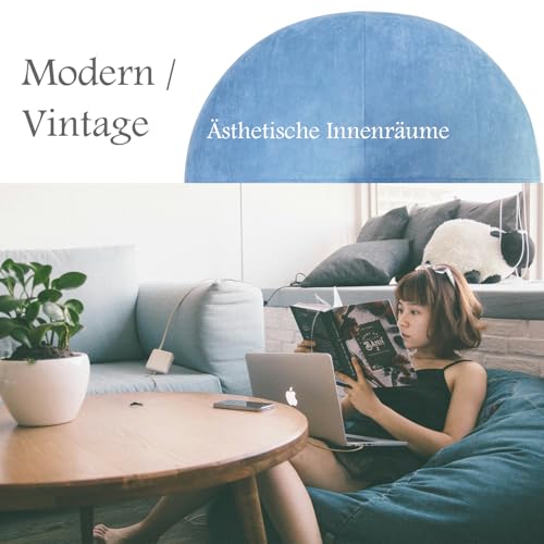 ComfortAce Premium Minimalist Samt Runde Kissen, Luxus 700G 3D silikonisierte Fasern Füllung Runde Kissen für Sofa und Bett Dekoration, 45cm Durchmesser, Luftig Blau