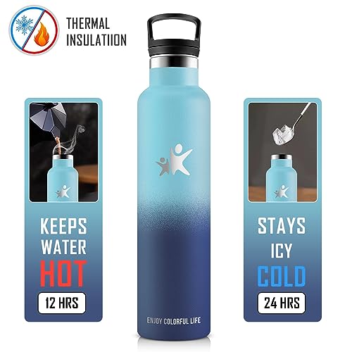 KollyKolla Borraccia Termica 1 litro, Borraccia con Cannuccia, Bottiglia Termica Senza BPA & Perdite, Borraccia in Acciaio Inossidabile, Riutilizzabile, per Adulto, Yoga, Sport, Ciclismo, Palestra - Immagine 2